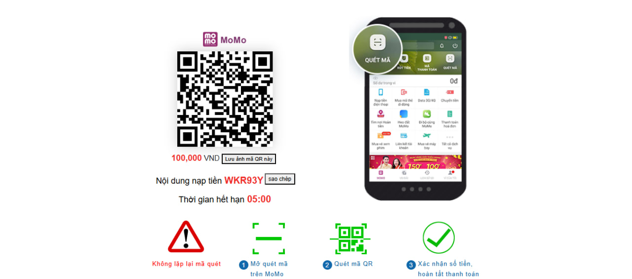 V&iacute; điện tử Momo, Zalo Pay được sử dụng để thực hiện c&aacute;c thao t&aacute;c nạp tiền 