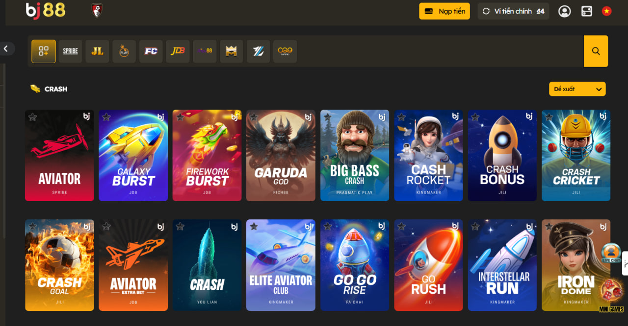 Trải nghiệm Crash Game BJ88 tối ưu tại Việt Nam năm 2026 2 Sảnh Crash Game BJ88 có đa dạng trò chơi để bạn lựa chọn